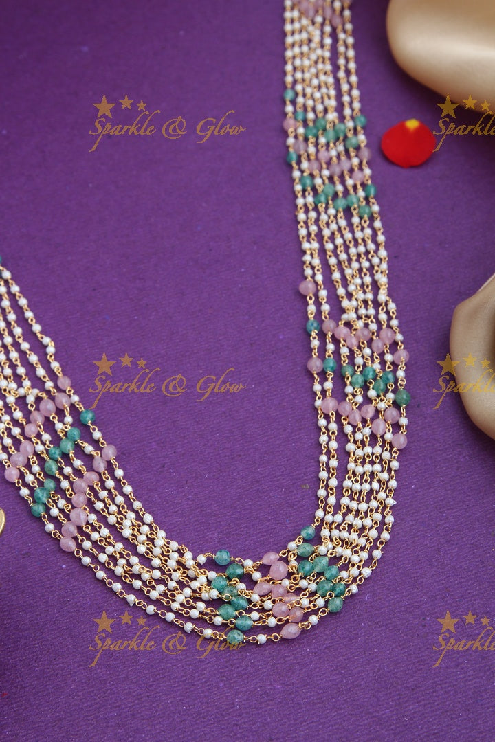 Multi layered multi color beads chain 24 inches