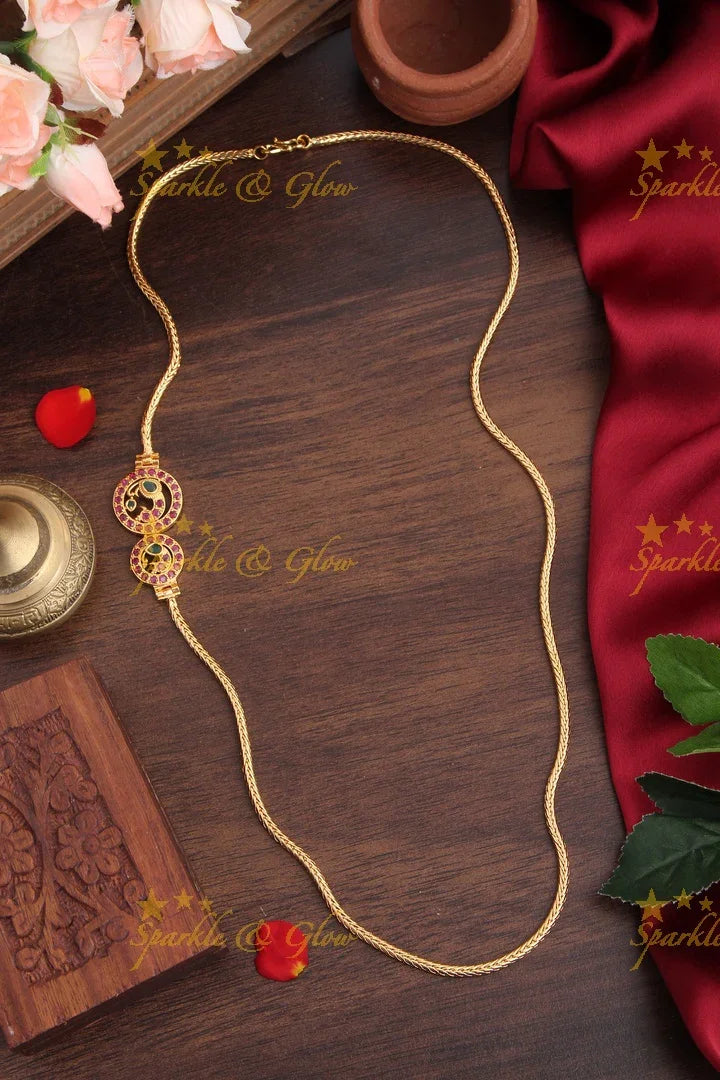 Micro gold plated Peacock Mop chain - Pink - Sparkle and Glow