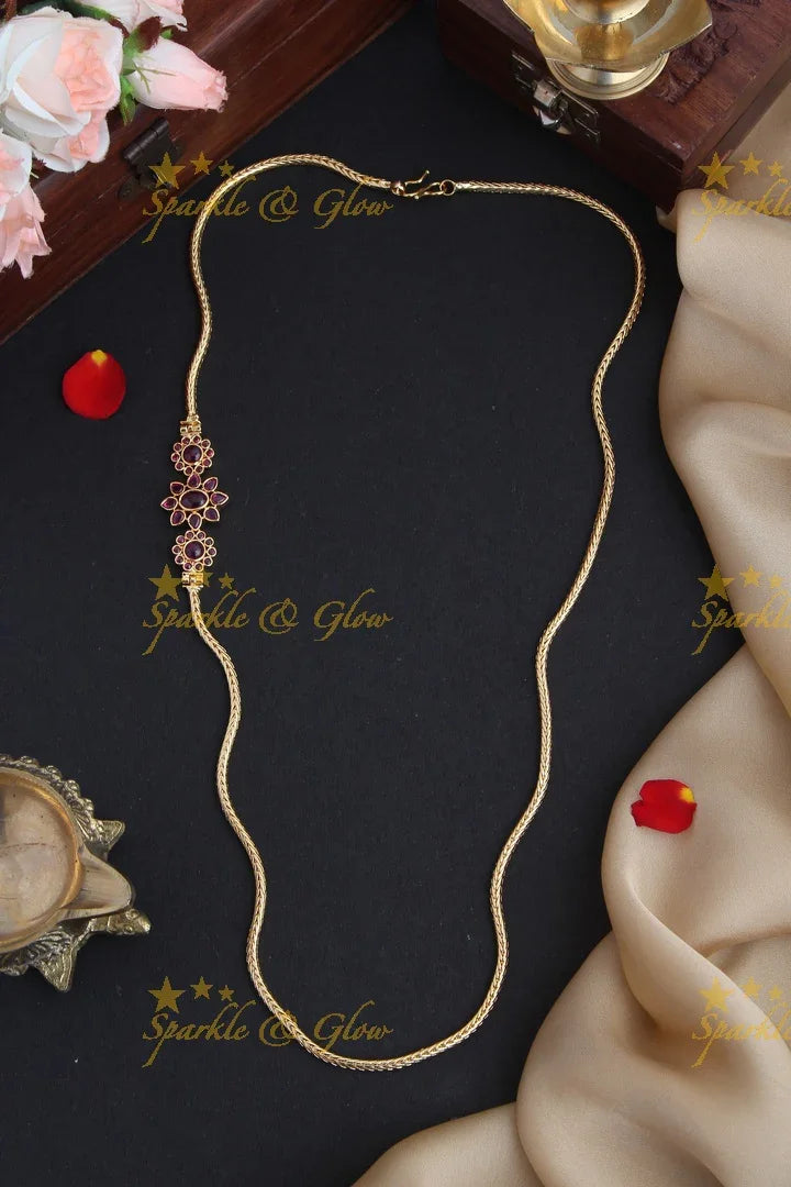 Micro gold plated Floral Kemp stone Mop chain - Multi - Sparkle and Glow