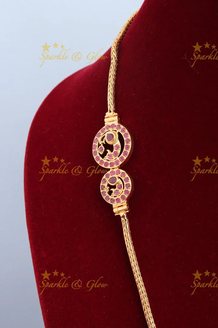 Micro gold plated Peacock Mop chain - Pink - Sparkle and Glow