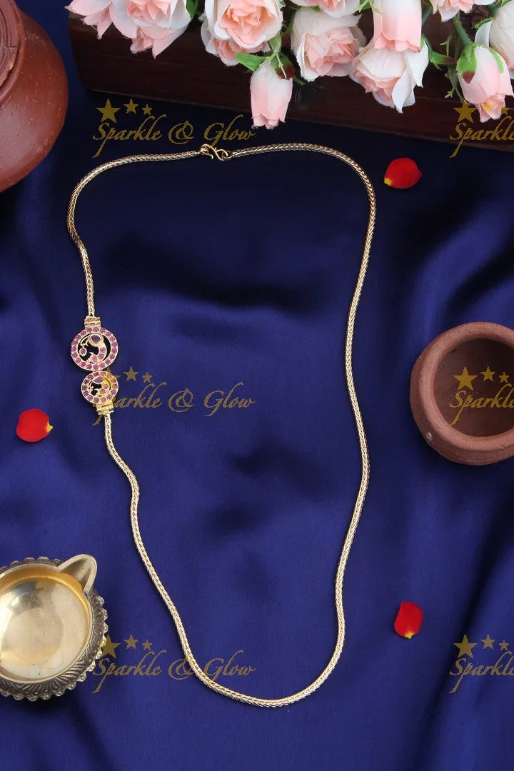 Micro gold plated Peacock Mop chain - Pink - Sparkle and Glow