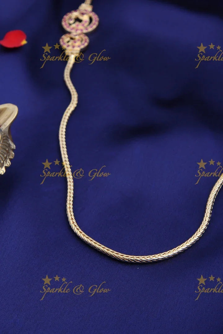 Micro gold plated Peacock Mop chain - Pink - Sparkle and Glow