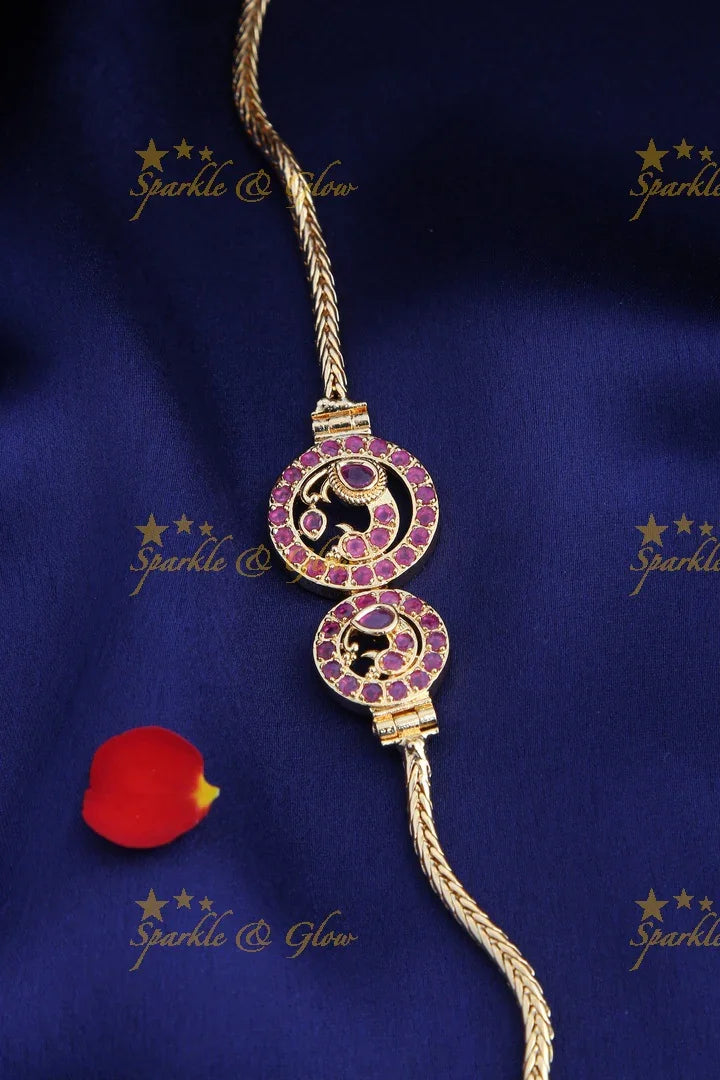 Micro gold plated Peacock Mop chain - Pink - Sparkle and Glow
