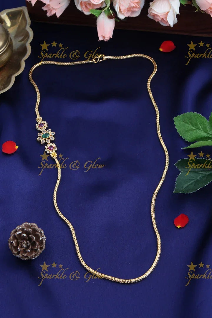 Micro gold plated Floral Kemp stone Mop chain - Multi - Sparkle and Glow
