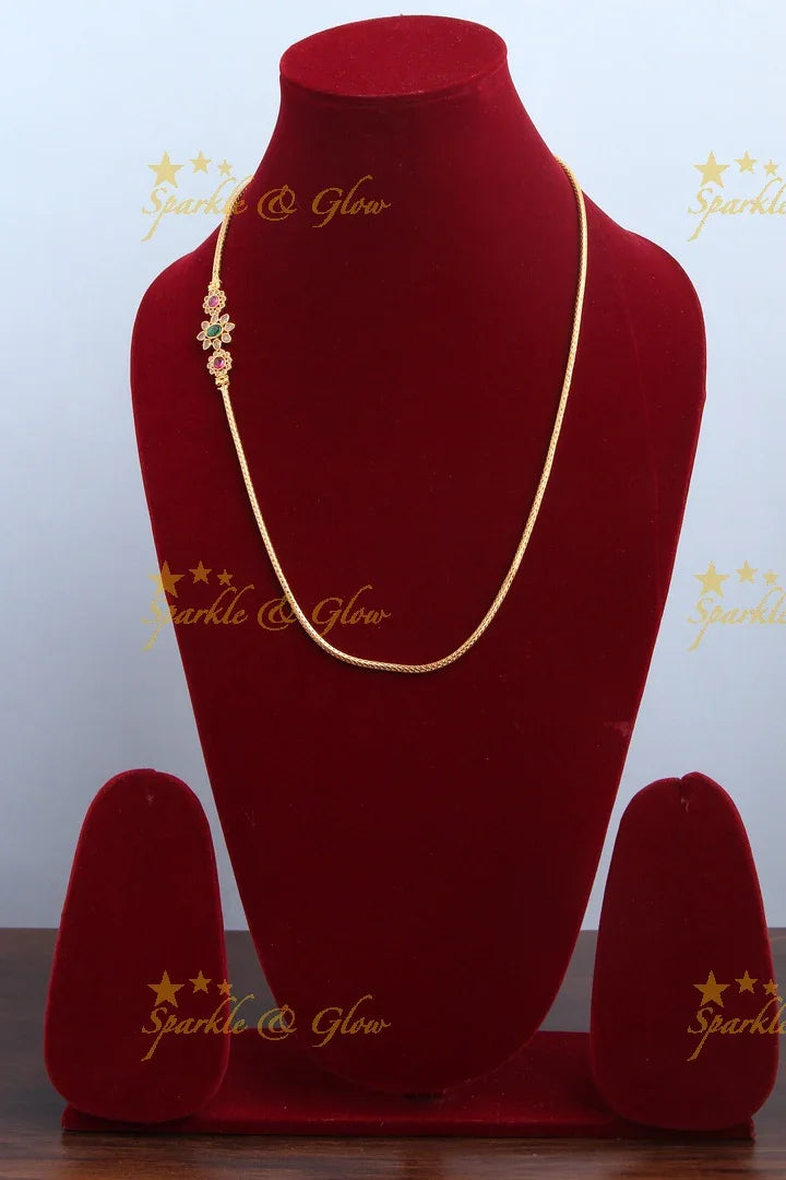 Micro gold plated Floral Kemp stone Mop chain - Multi - Sparkle and Glow