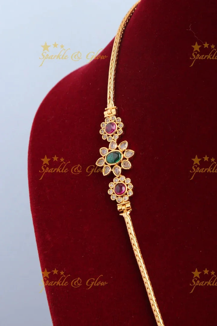 Micro gold plated Floral Kemp stone Mop chain - Multi - Sparkle and Glow