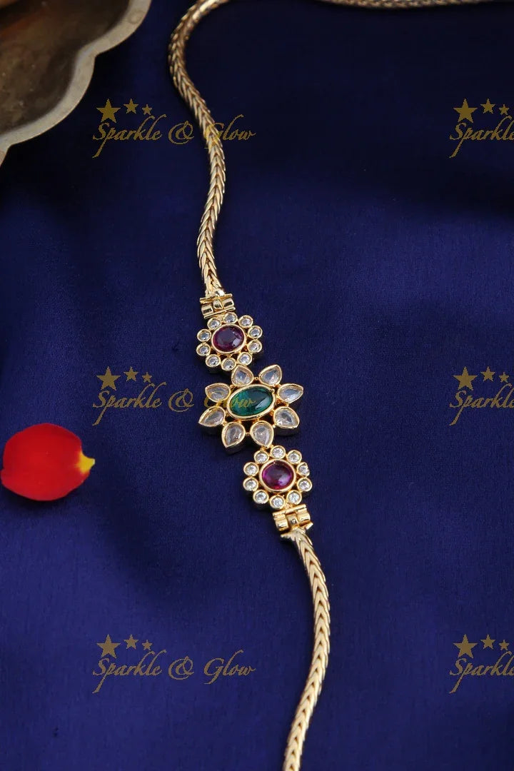 Micro gold plated Floral Kemp stone Mop chain - Multi - Sparkle and Glow