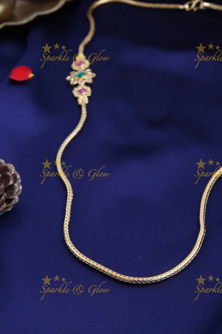 Micro gold plated Floral Kemp stone Mop chain - Multi - Sparkle and Glow