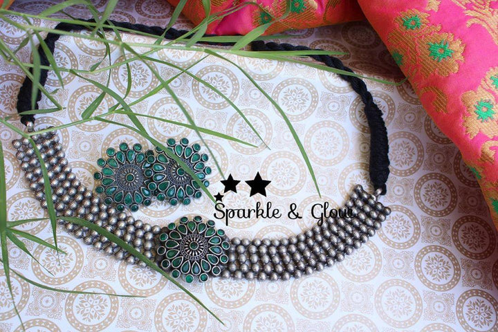 High neck silver look alike choker - Pink - Sparkle and Glow