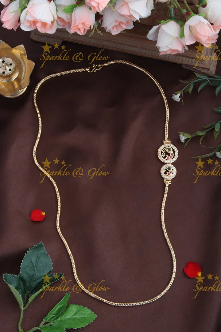 Micro gold plated Peacock Mop chain - Pink - Sparkle and Glow