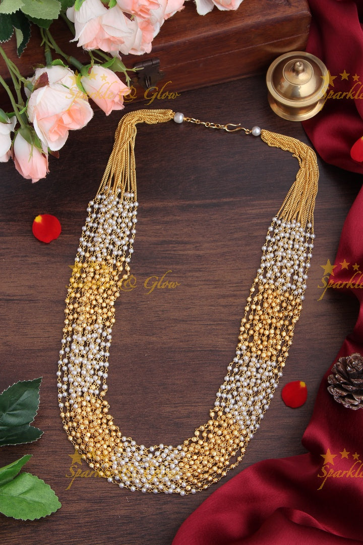 Seventeen Layered white gold bead chain 17 inches