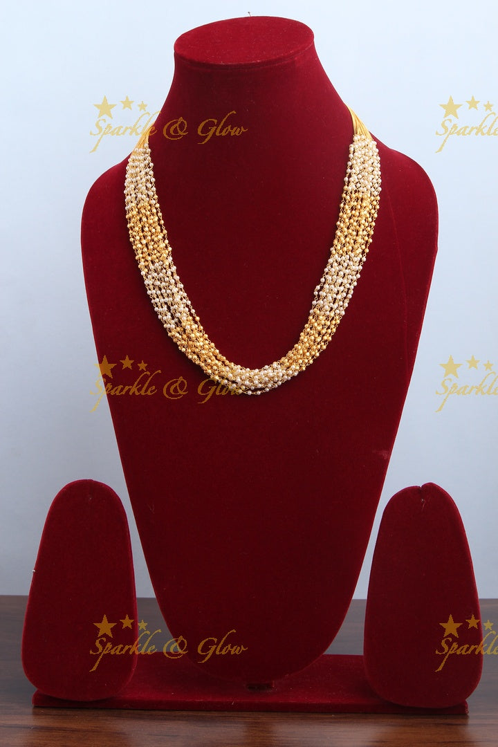 Seventeen Layered white gold bead chain 17 inches