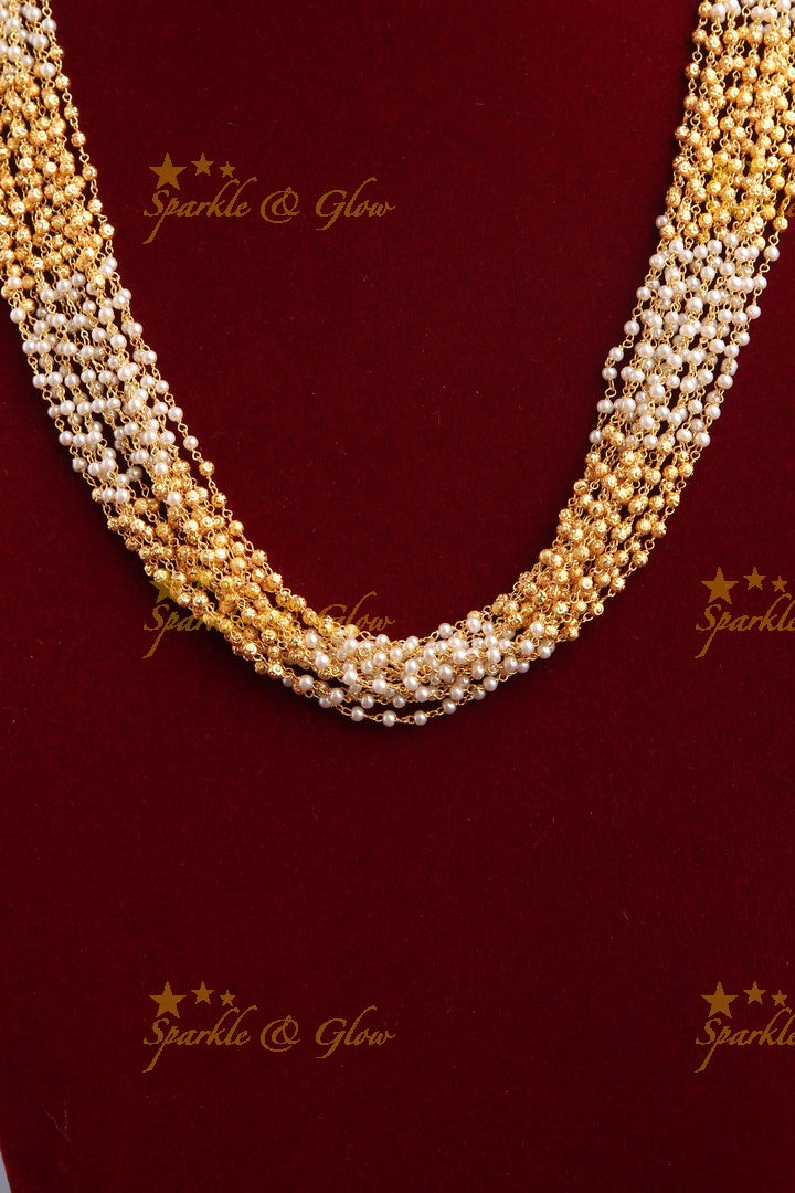 Seventeen Layered white gold bead chain 17 inches
