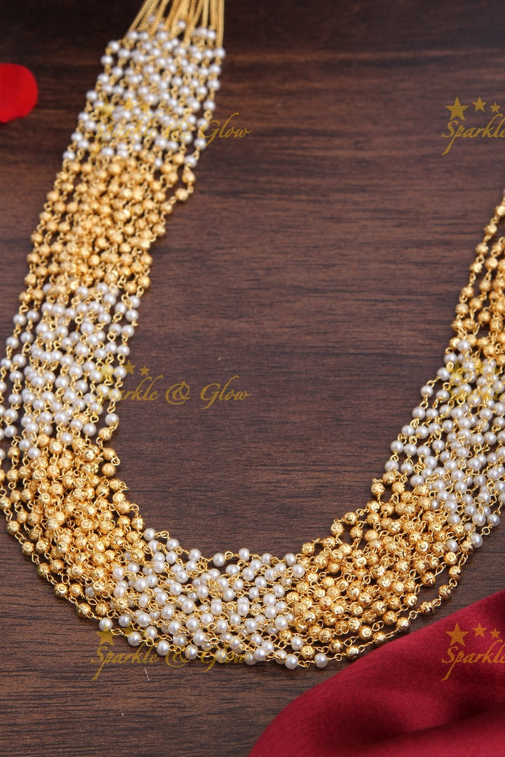 Seventeen Layered white gold bead chain 17 inches