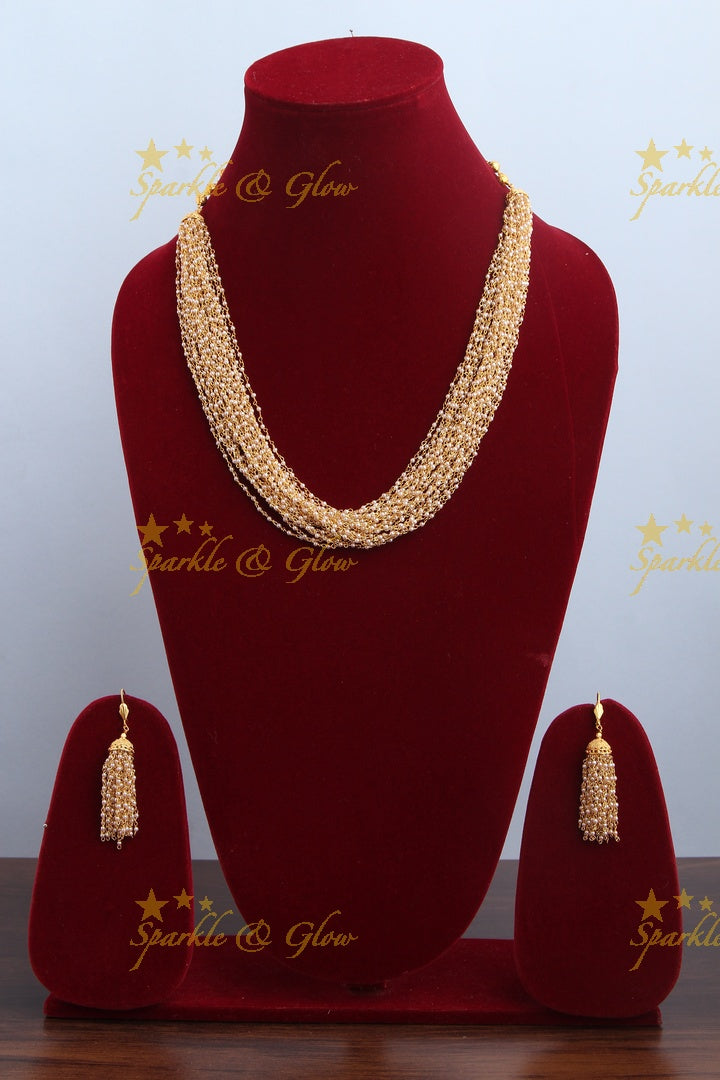 Twenty Four Layered white bead chain