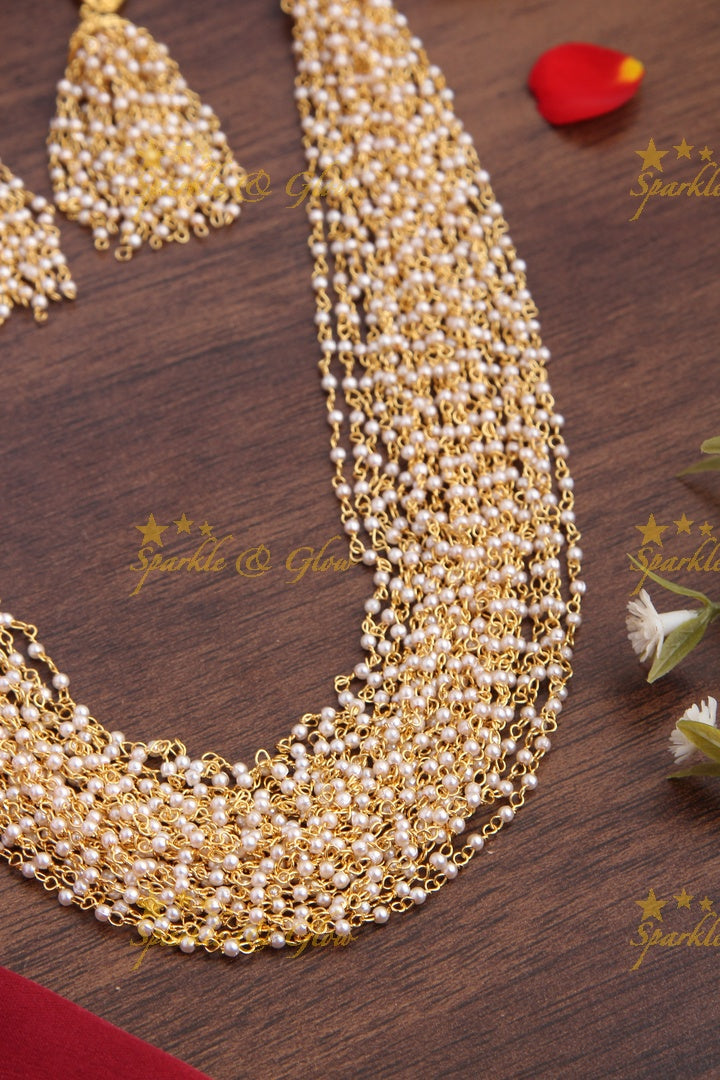 Twenty Four Layered white bead chain