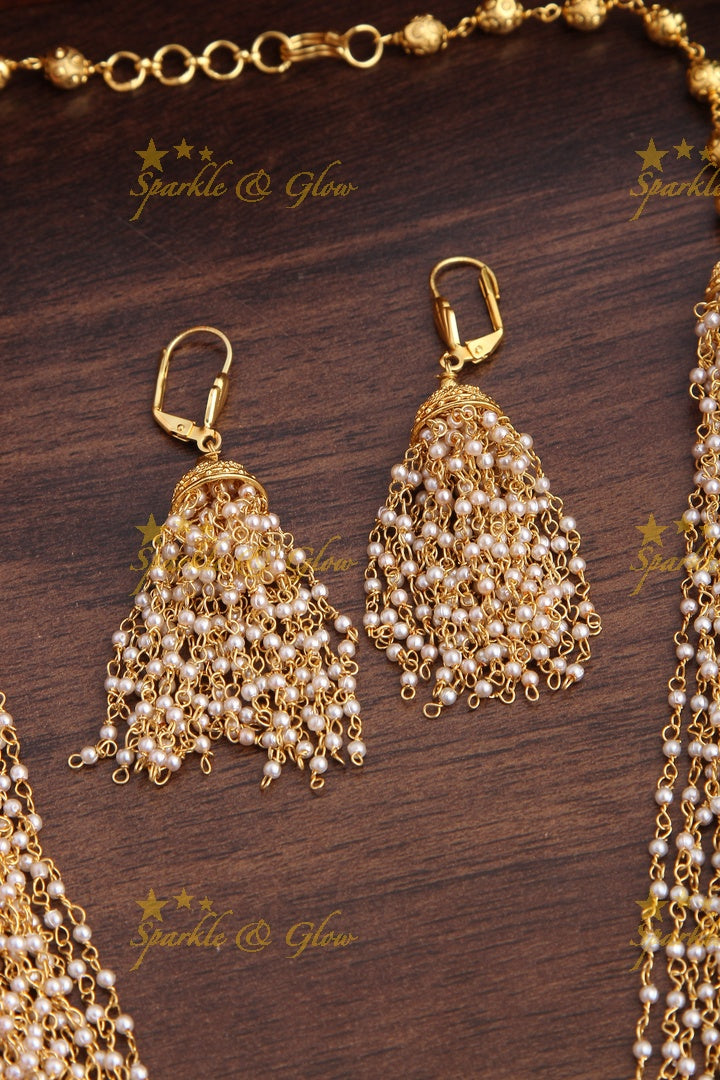 Twenty Four Layered white bead chain