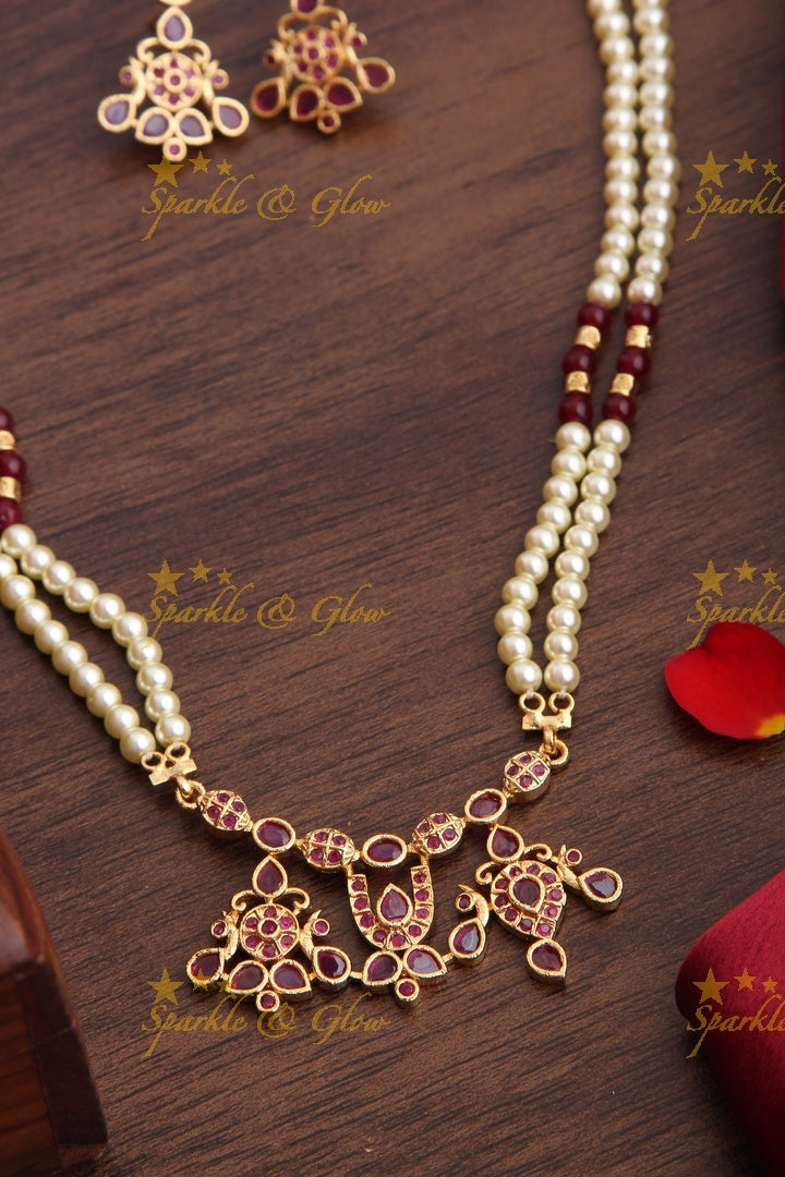Gold Venkateshwara Namam short necklace 18 inches