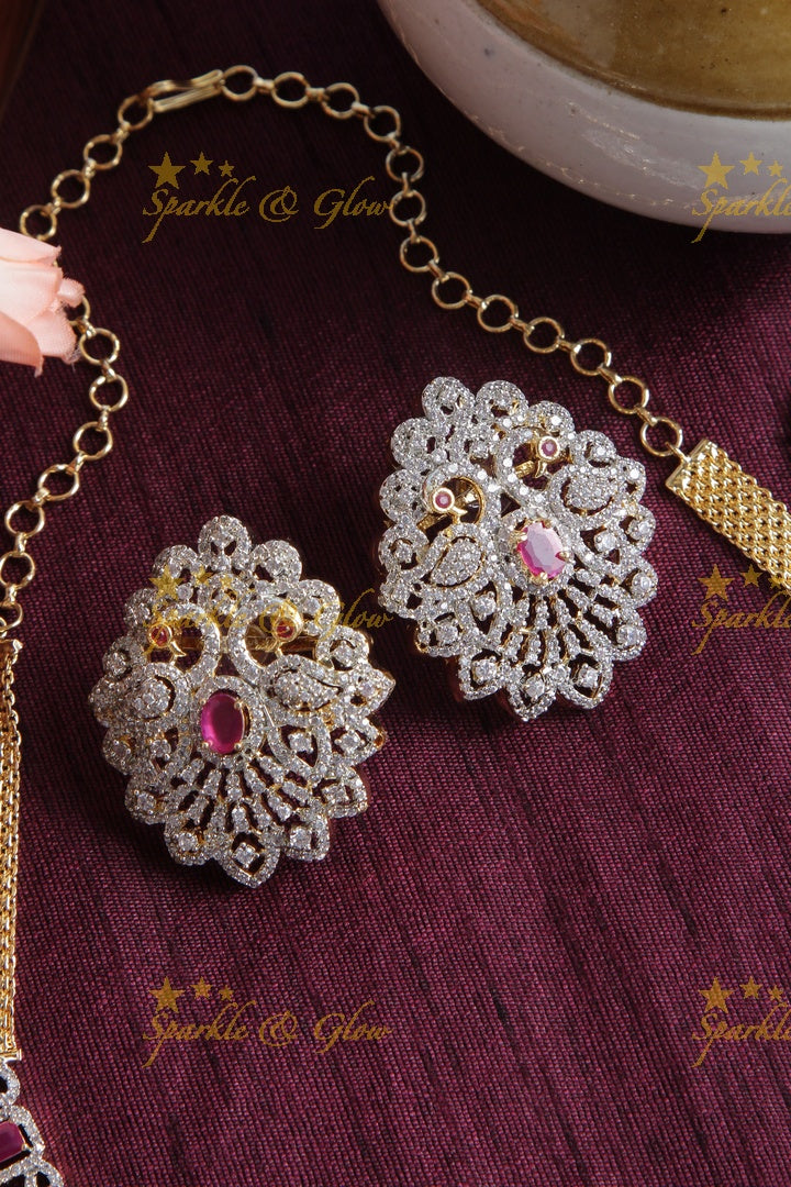 GJ Polish High Neck Choker with Grand Earrings - Pink