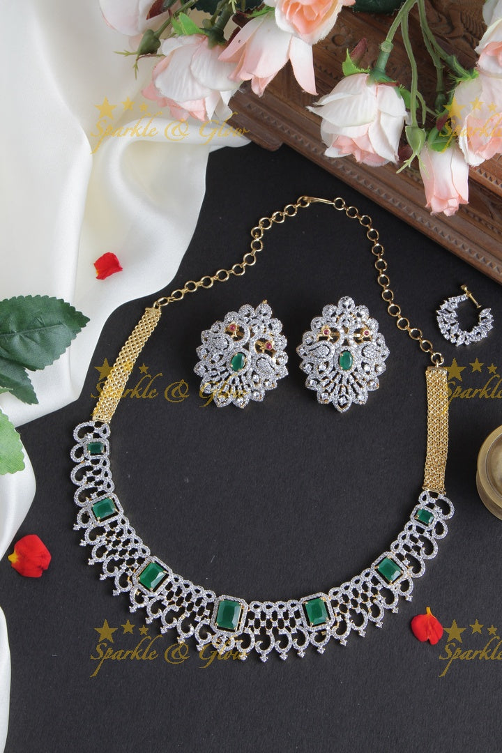 GJ Polish High Neck Choker with Grand Earrings - Pink