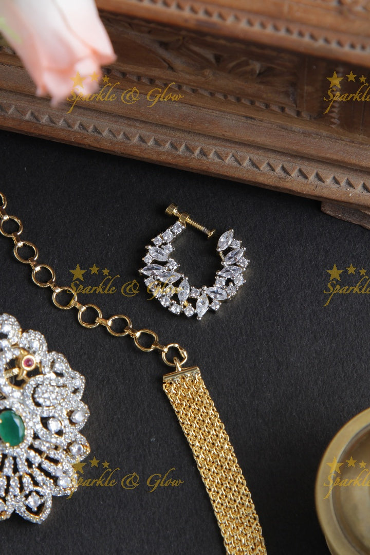 GJ Polish High Neck Choker with Grand Earrings - Green