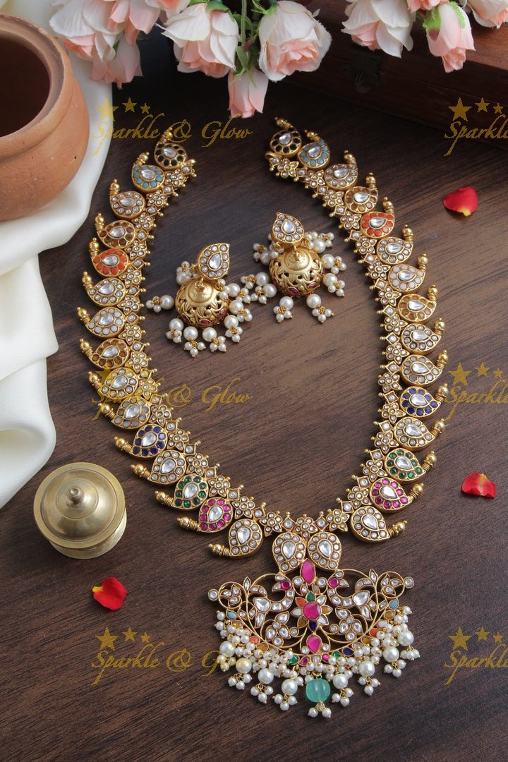 Jadau kundan Mango Haram - Navarathna - READY TO SHIP - Sparkle and Glow - Navarathna - Back Thread