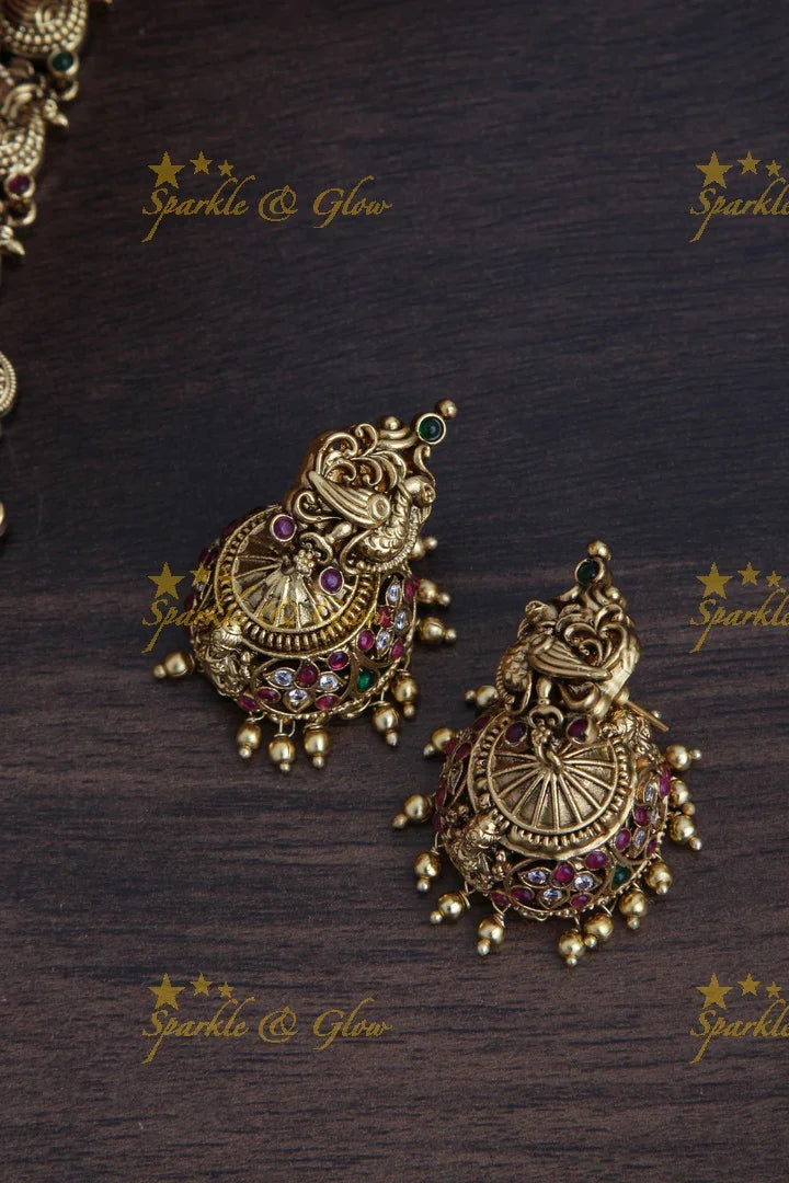 Beautiful Peacock Lakshmi Coin Necklace - Sparkle and Glow