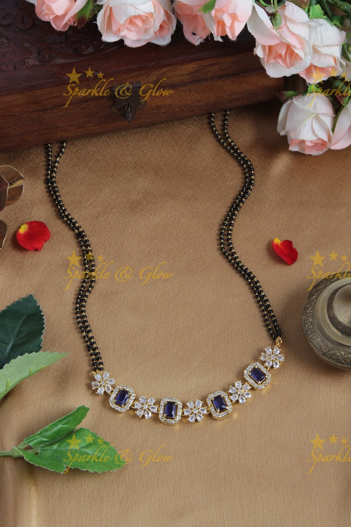 Gold black beads Floral chain - 22 inches - Green