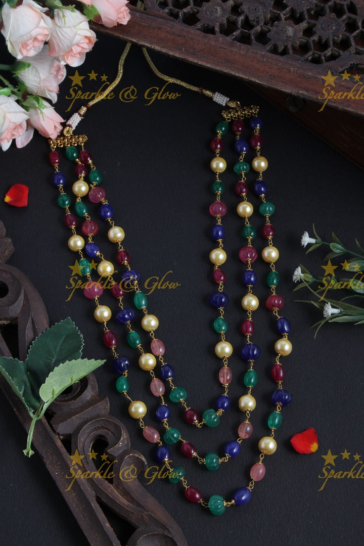 Gold Multi color bead chain