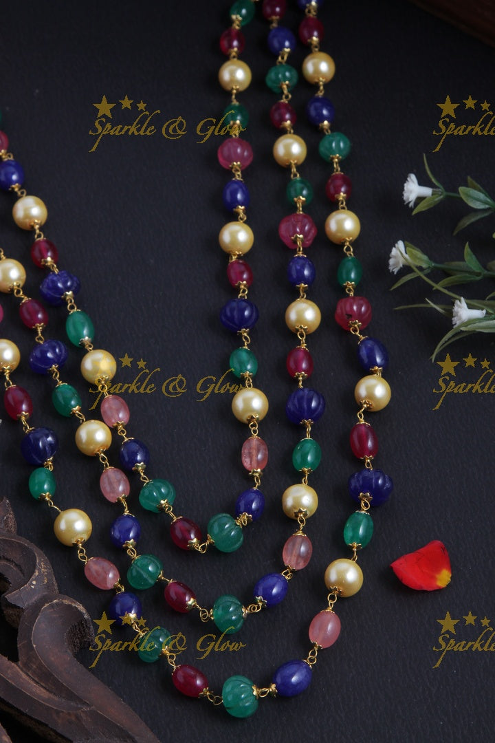 Gold Multi color bead chain
