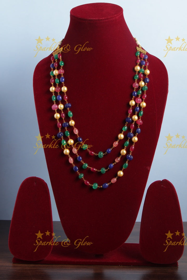Gold Multi color bead chain