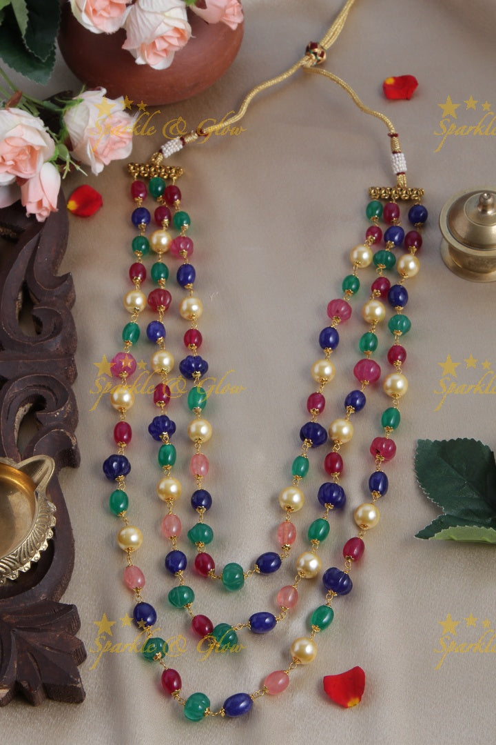 Gold Multi color bead chain