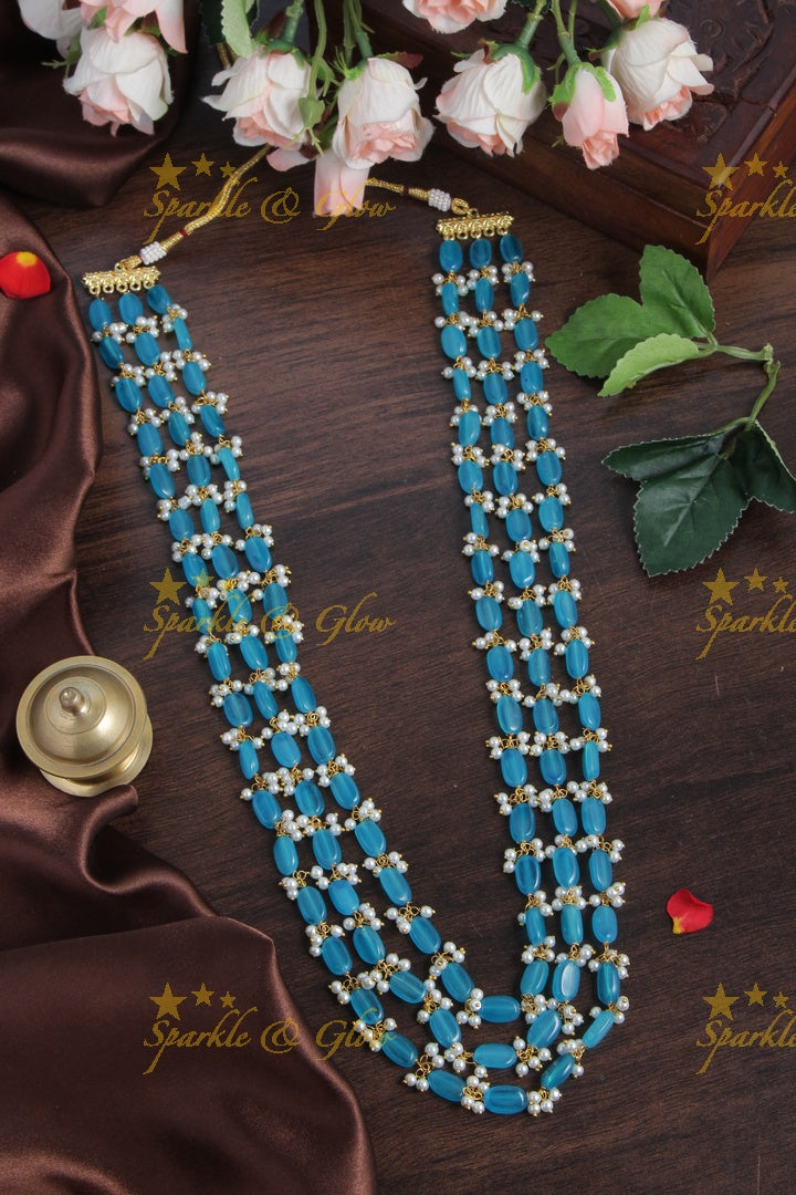 Gold Alike Pale Pink beads chain with pearls