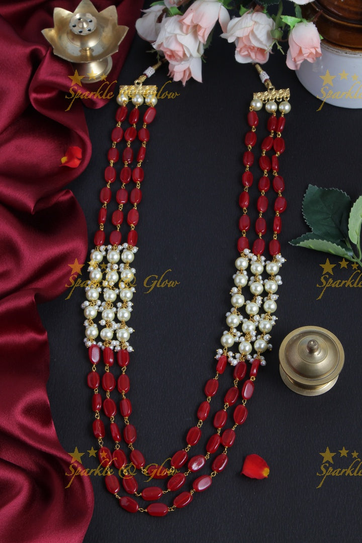 Three Layered Pearl Yellow bead Chain