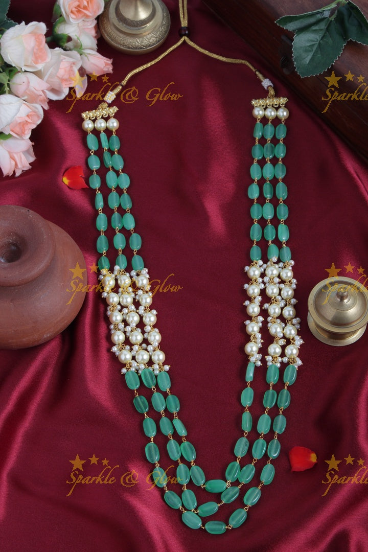 Three Layered Pearl Yellow bead Chain