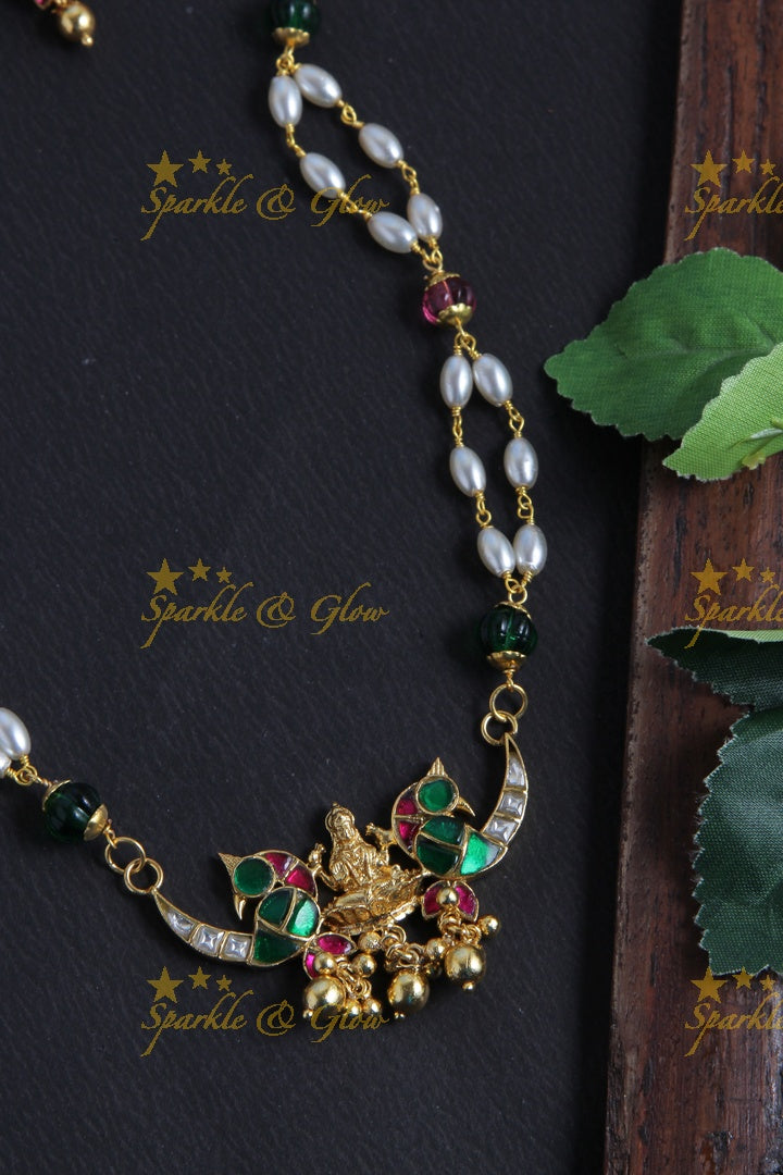 Beautiful Necklace with Lakshmi Peacock Pendent