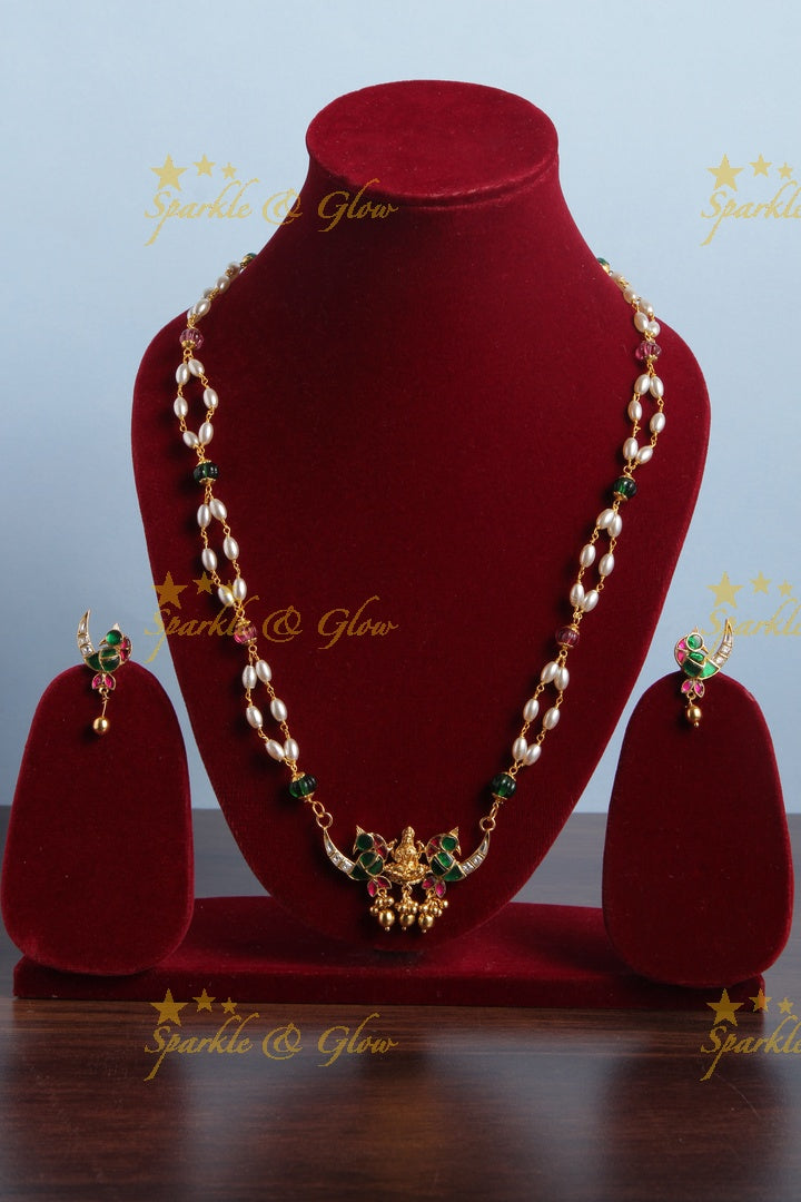 Beautiful Necklace with Lakshmi Peacock Pendent