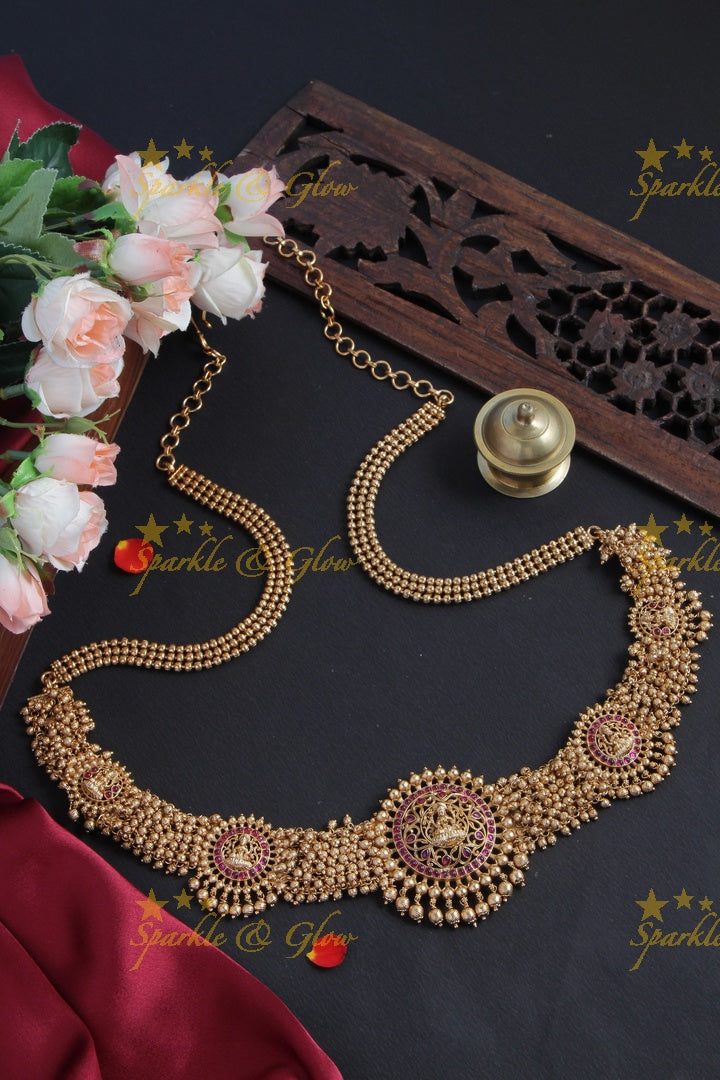 Beautiful Pearl Cluster Statement Lakshmi hipchain