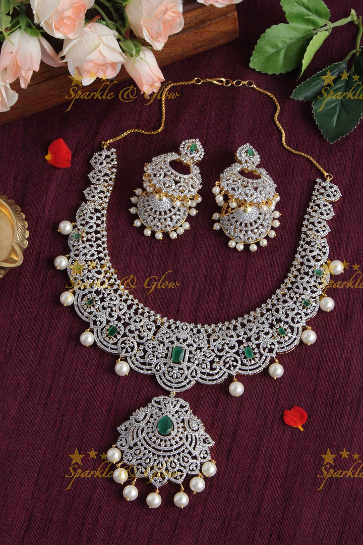 Beautiful GJ Polish AD Stone Necklace - Green