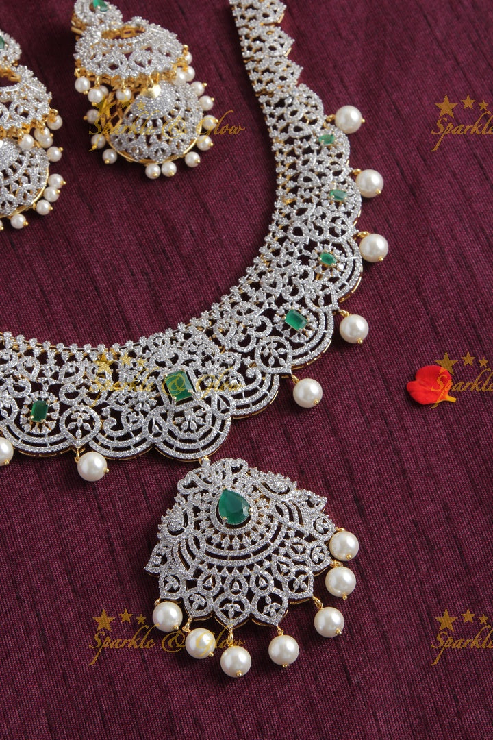 Beautiful GJ Polish AD Stone Necklace - Green