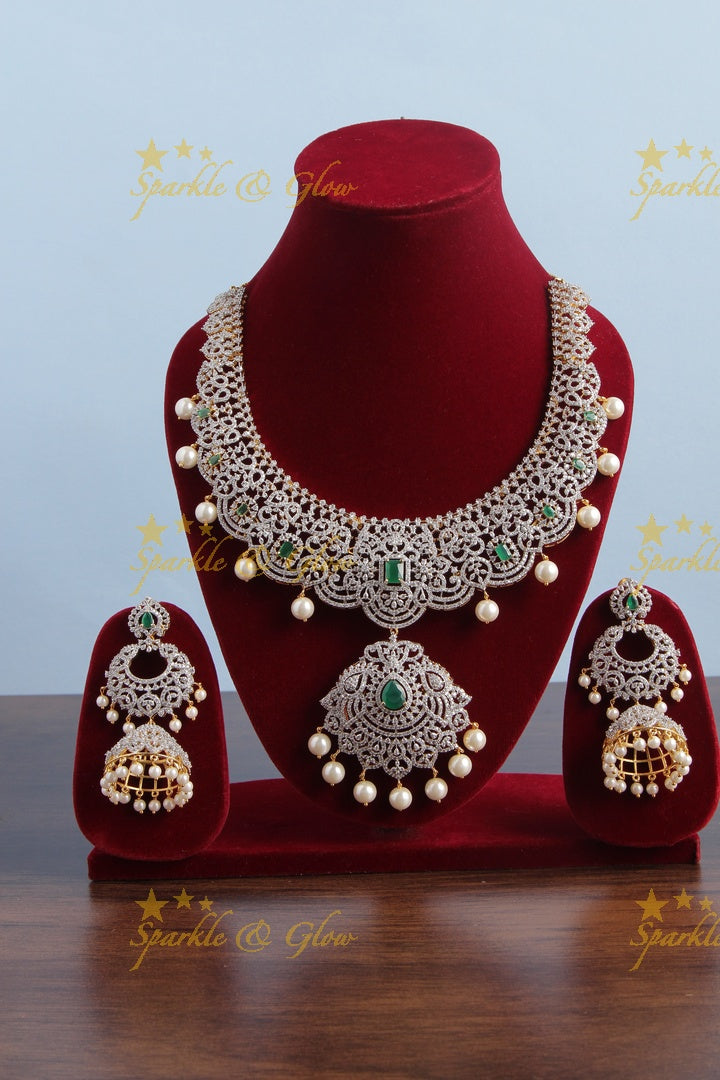 Beautiful GJ Polish AD Stone Necklace - Green