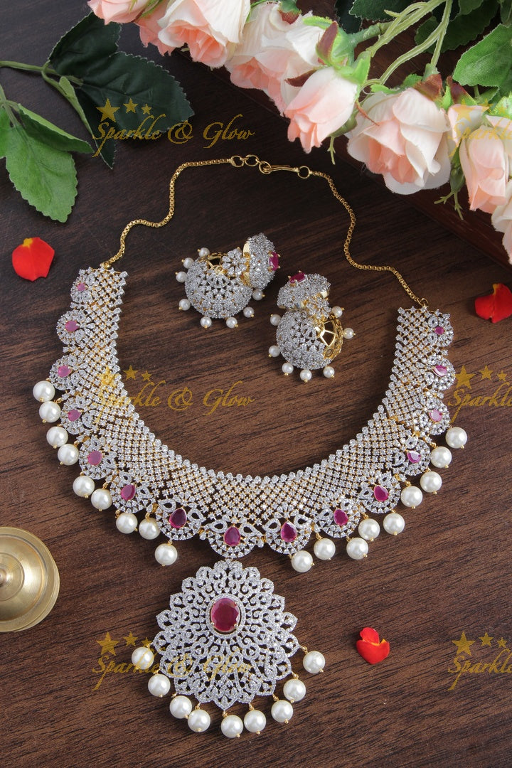 Exclusive GJ Polish AD Stone Statement Necklace - Pink