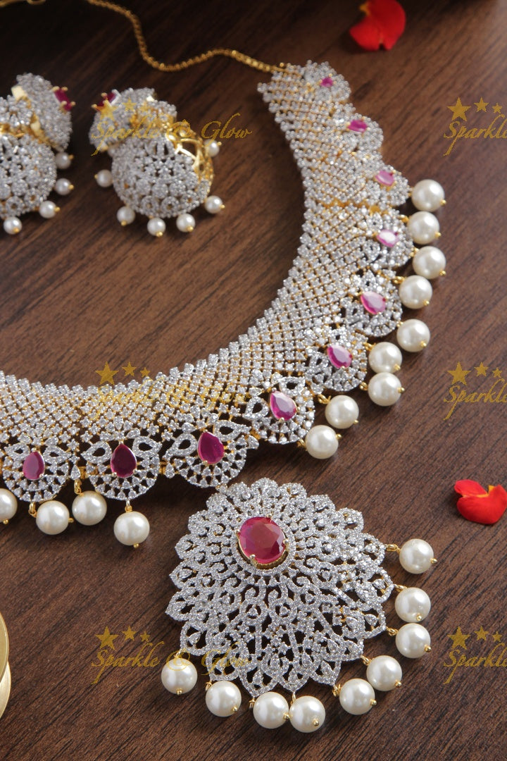 Exclusive GJ Polish AD Stone Statement Necklace - Pink