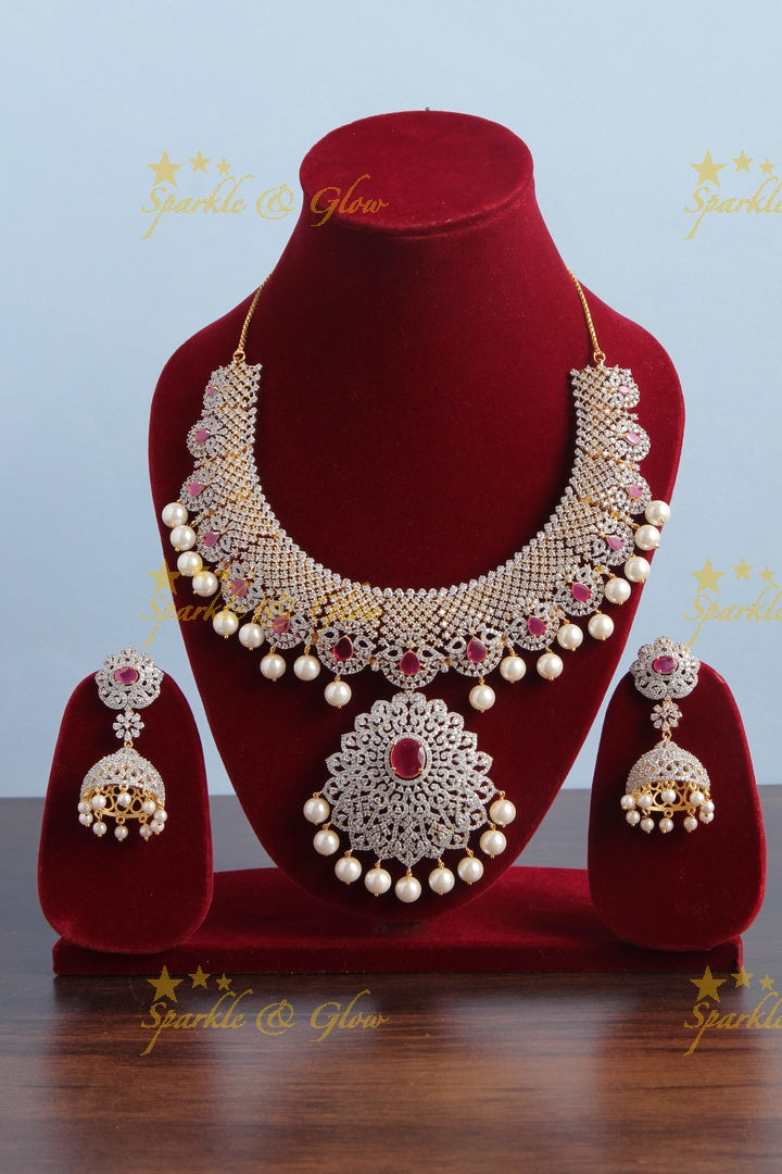 Exclusive GJ Polish AD Stone Statement Necklace - Pink
