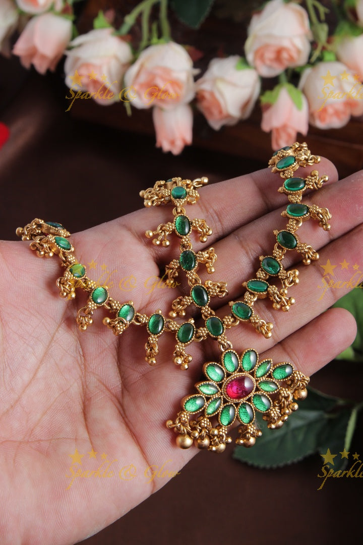 Bridal three sided two in one kemp maang tikka