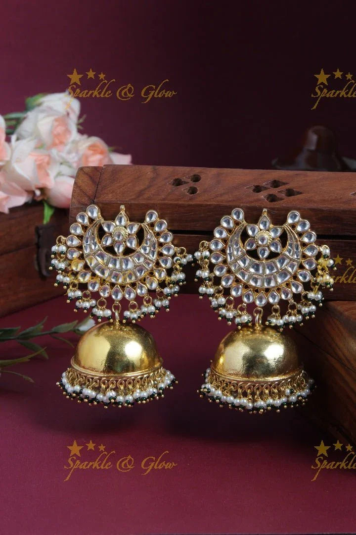 Beautiful Chandbali Type Jhumkas - Sparkle and Glow