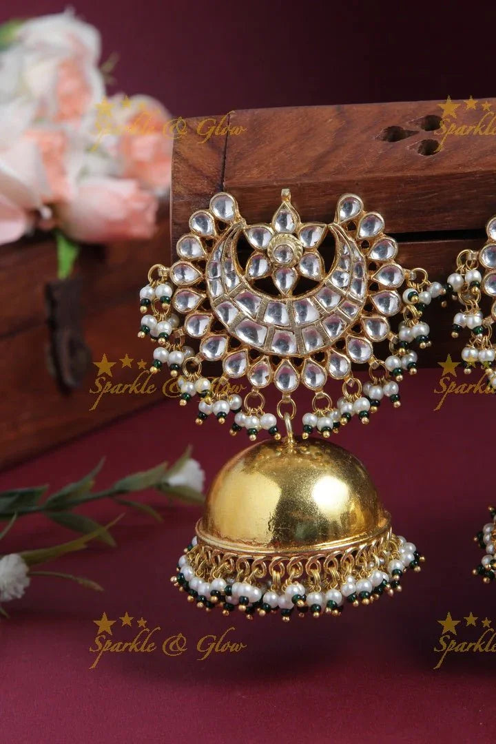 Beautiful Chandbali Type Jhumkas - Sparkle and Glow