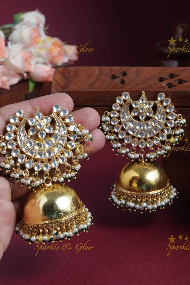 Beautiful Chandbali Type Jhumkas - Sparkle and Glow