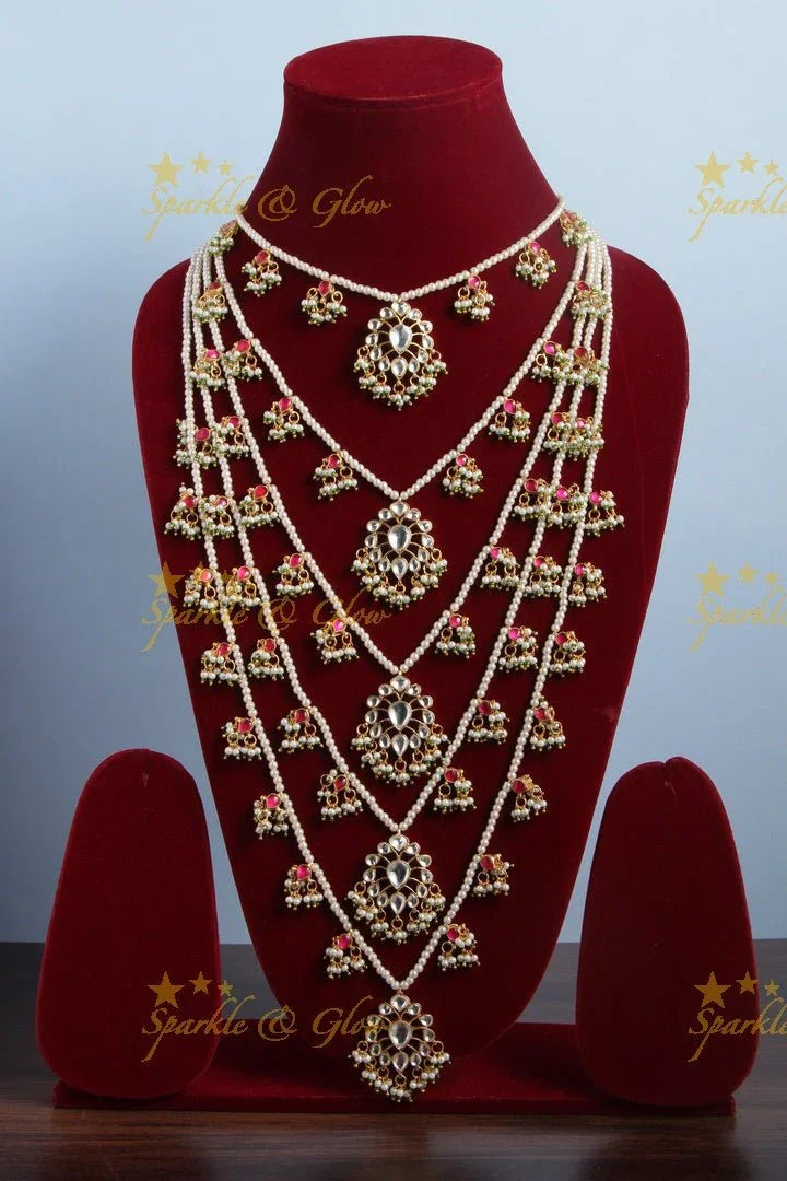 Grand Multi Layer Pearl Long Necklace - Pink - Sparkle and Glow
