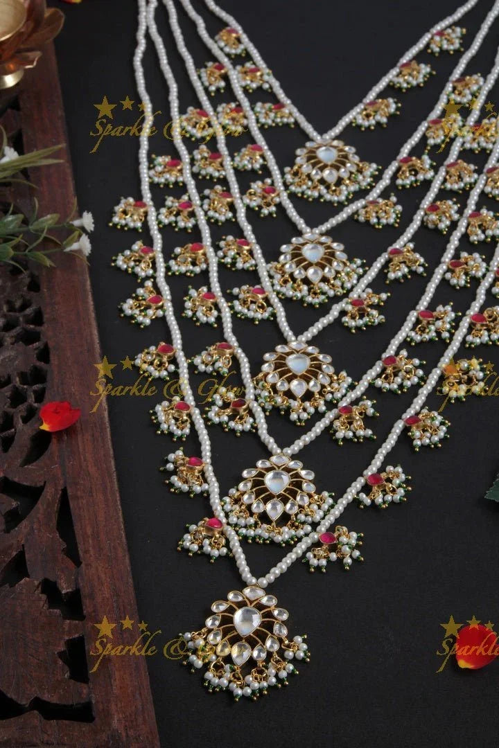Grand Multi Layer Pearl Long Necklace - Pink - Sparkle and Glow